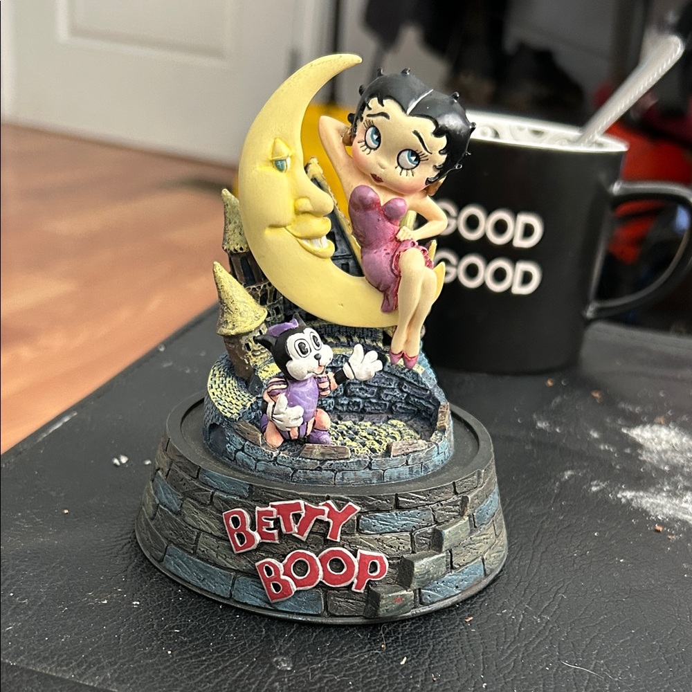 Betty Boop Figurine with Purple Dress and Yellow Moon
